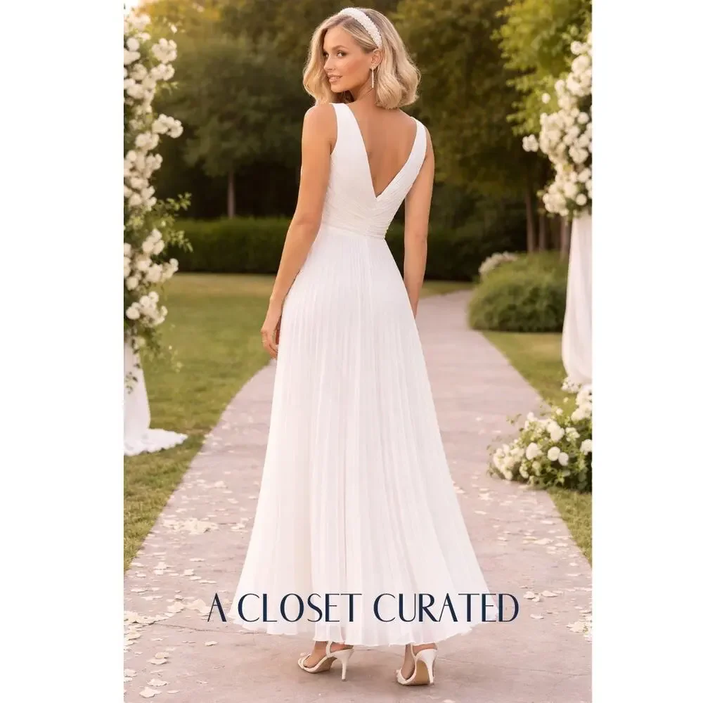 Anthropologie BHLDN Sloane Ivory Pleated Maxi Dress NWT 6 - Picture 2 of 5